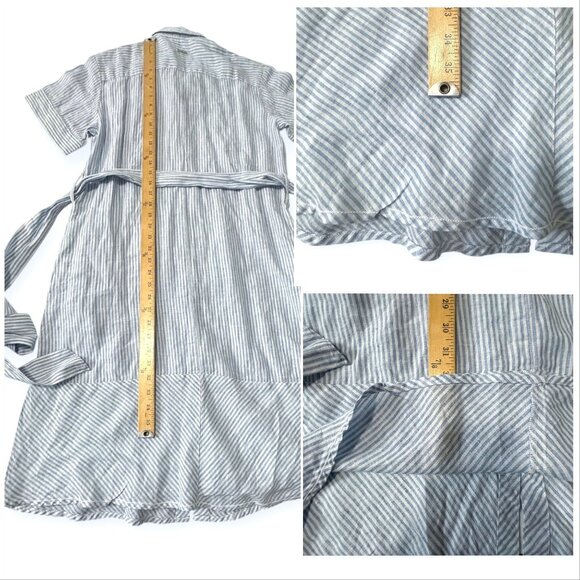 SAINT JAMES Christina Linen Striped Shirt Dress, Blue/white, Size 8 US/40 FR(EU) - Picture 15 of 16